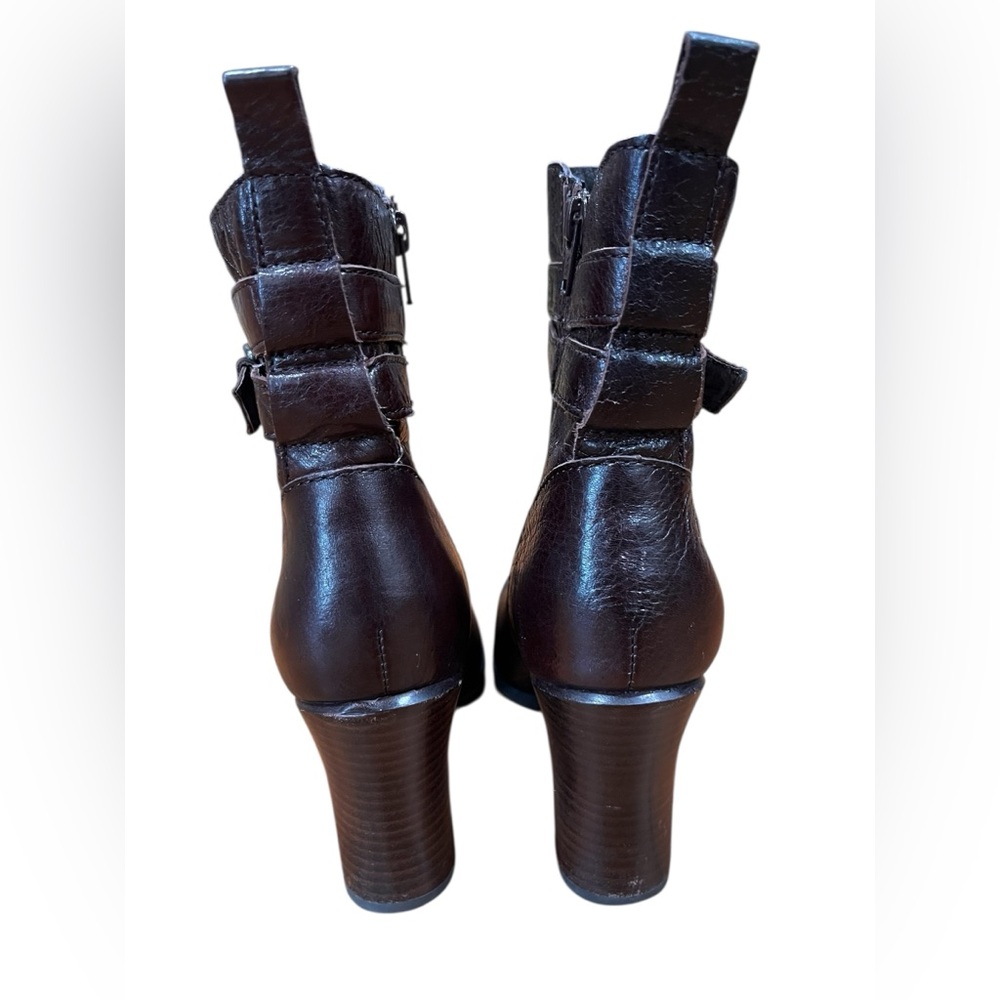 Born Chyler Brown Leather Heeled Boots-7 - Picture 8 of 12